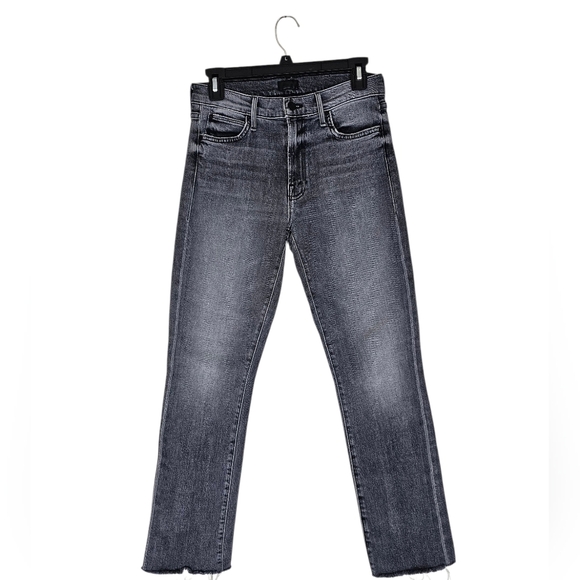 MOTHER Denim - MOTHER The Rascal Ankle Fray High Rise Straight Leg Flare Gray Jeans 26 Preowned